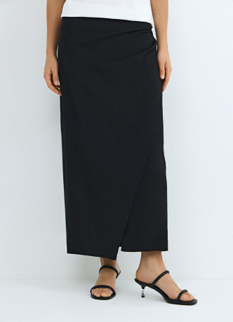 Льняная юбка миди с запахом