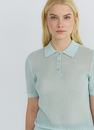 Джемпер поло из ажурной пряжи