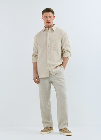 Рубашка изо льна и хлопка с карманом