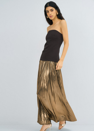 Юбка макси из ткани с эффектом жидкого золота