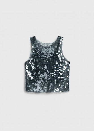 Сетчатый топ с пайетками для девочек
