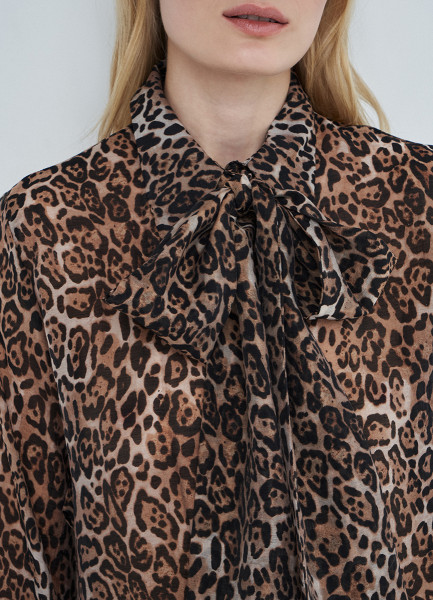 Блузка из лиоцелла с леопардовым принтом, Бежевый O`Stin LS1651O02-T4 - фото 6