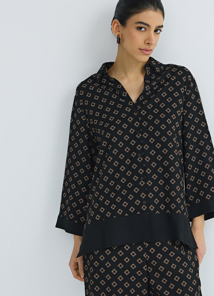 Принтованная блузка с рукавом 7/8