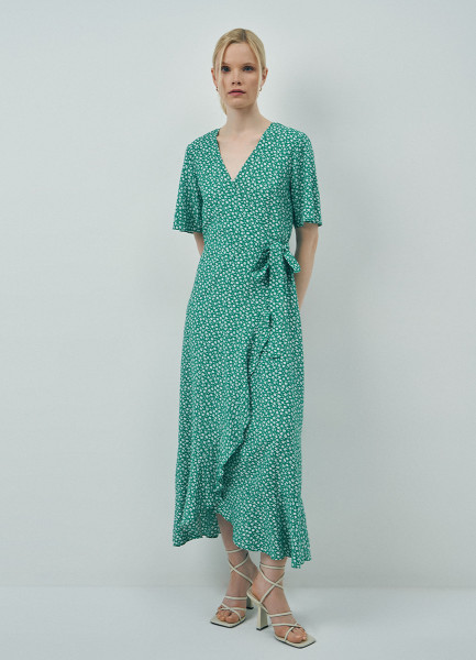 Платье на запах из вискозы, Зеленый O`Stin LR16A7O02-45, размер 50