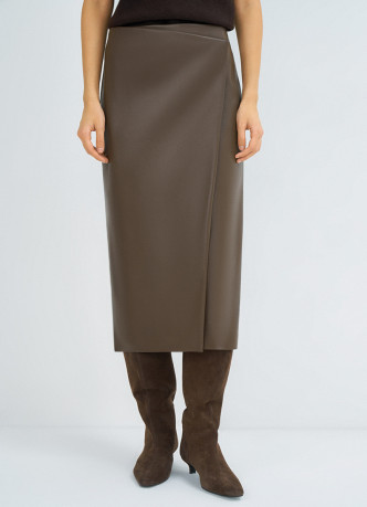 Юбка миди из искусственной кожи
