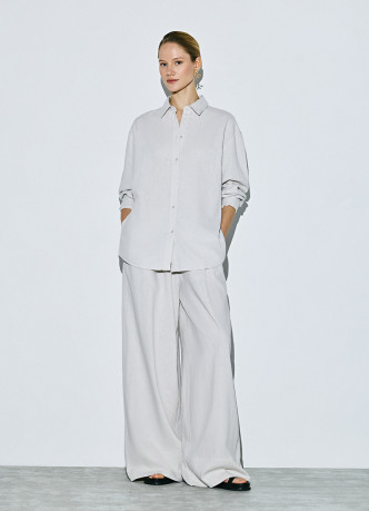 Рубашка с длинным рукавом из смесового льна