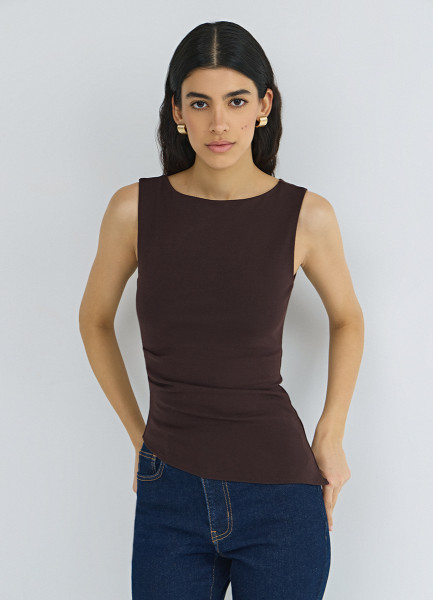 Асимметричный топ без рукавов Коричневый 1599₽