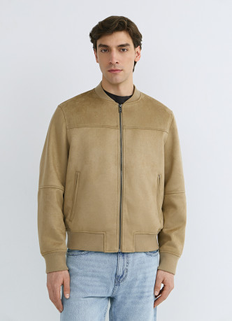 Бомбер из искусственной замши