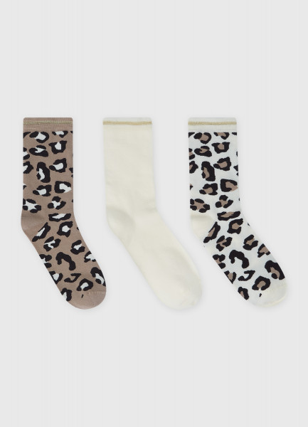 Носки с леопардовым принтом, 3 пары, Белый