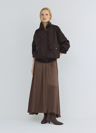 Бомбер из искусственной замши