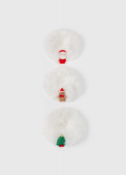 

Набор пушистых резинок для волос для девочек, 3 шт., Белый