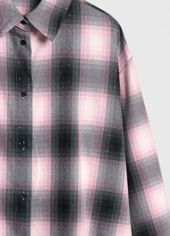 Рубашка в клетку со стразами