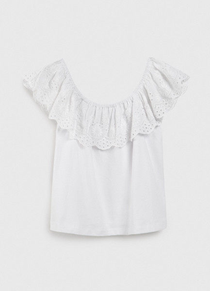 Блузка с коротким рукавом для девочек, Белый O`Stin GT469AO02-00, размер 134 - фото 4