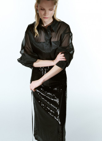 Прямая юбка с пайетками