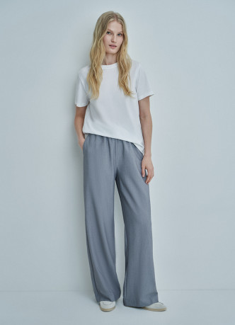 Прямые брюки с поясом на резинке