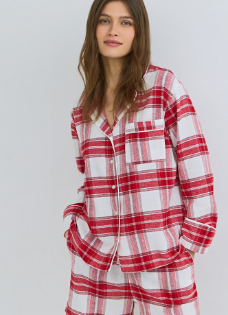 Пижамная рубашка в клетку из фланели