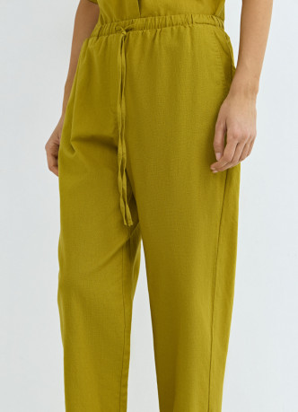 Брюки изо льна с эластичным поясом