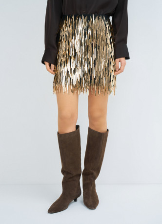 Мини-юбка с длинными пайетками