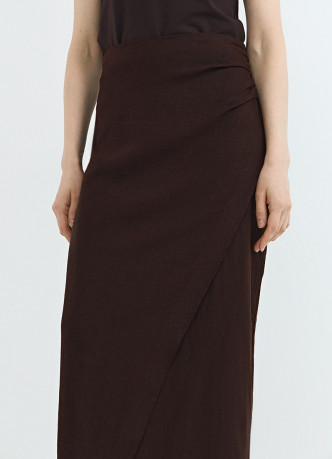 Льняная юбка миди с запахом