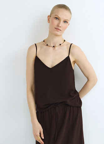 Топ изо льна на бретелях