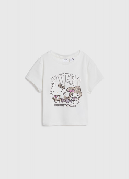 

Футболка с принтом Hello Kitty для девочек, Белый