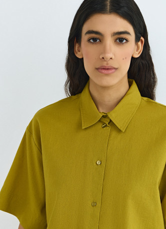 Рубашка изо льна и хлопка с коротким рукавом