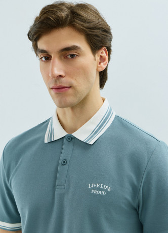 Поло из хлопка с принтом