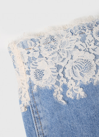 Широкие джинсы с кружевом
