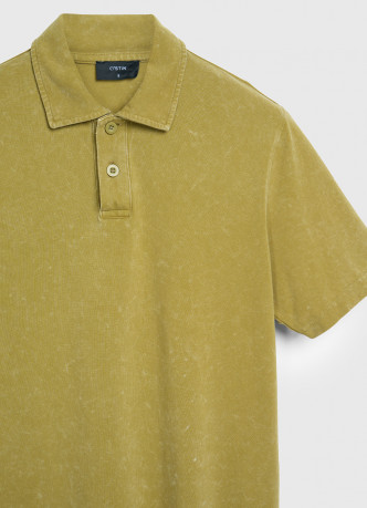 Поло из хлопка с эффектом стирки