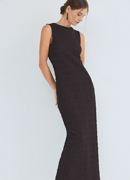 Платье из кружевного трикотажа Коричневый 3999₽