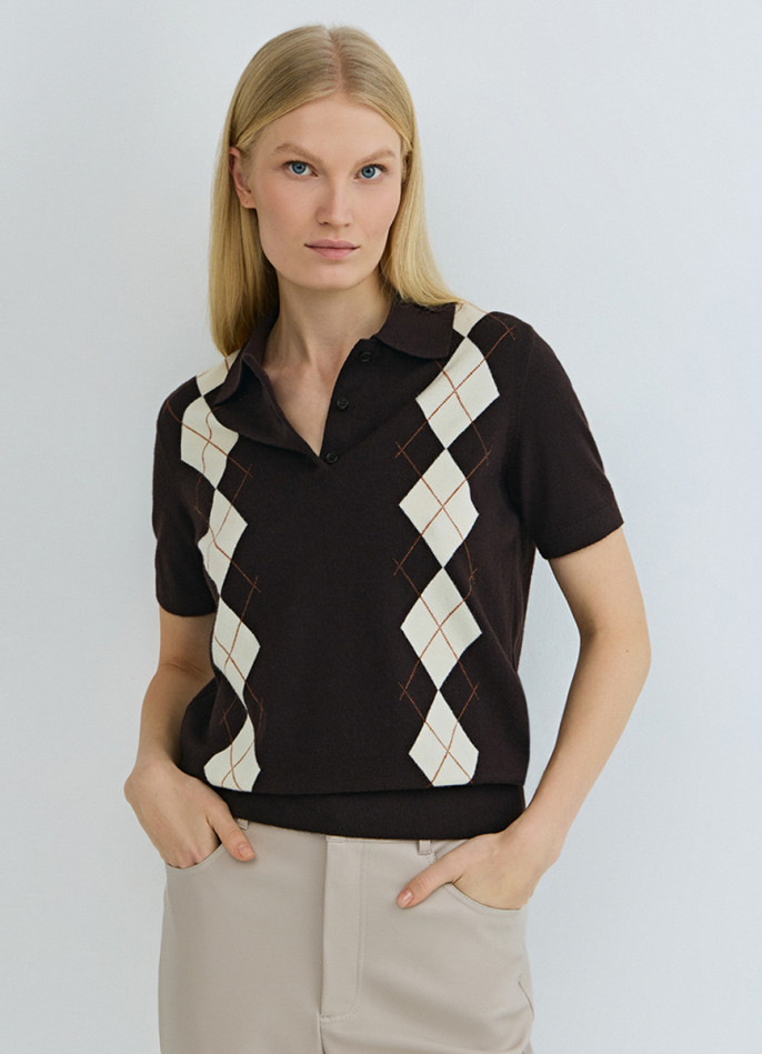 Джемпер поло с ромбами