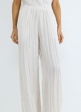 Жатые прямые брюки с эласничным поясом