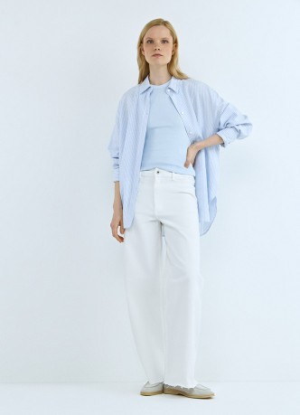 Рубашка в полоску из смесового льна