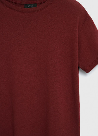 Футболка с круглым вырезом изо льна и хлопка