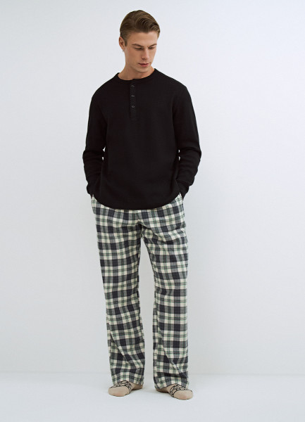 

Лонгслив пижамный из текстурной ткани, Синий