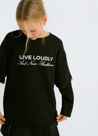 Лонгслив с принтом для девочек