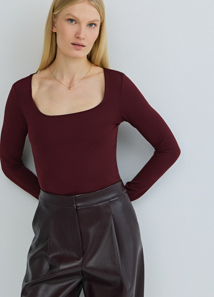 

Лонгслив с квадратным вырезом, Фиолетовый