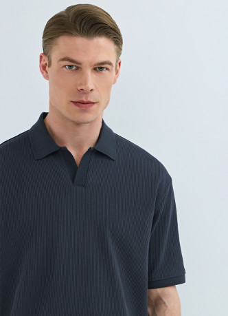 Поло из текстурной хлопковой ткани