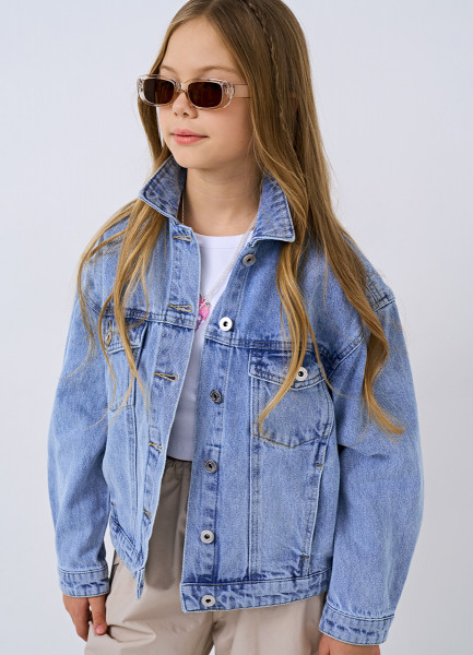 Джинсовая куртка для девочек, Голубой O`Stin GB4651O02-D5 - фото 3
