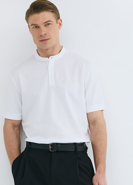 

Поло с воротником-стойкой, Белый