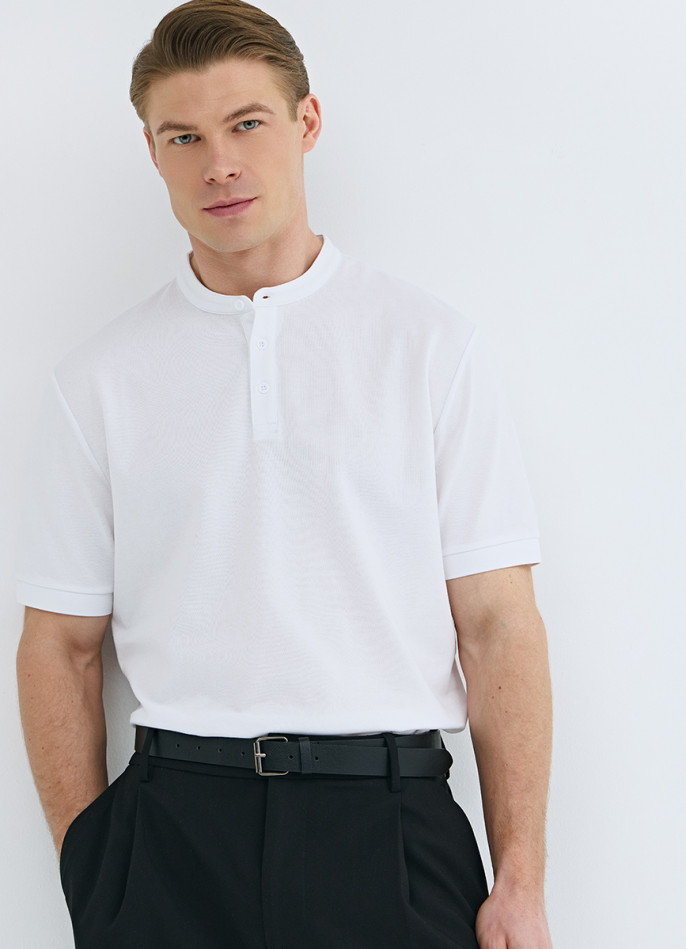 Поло с воротником-стойкой