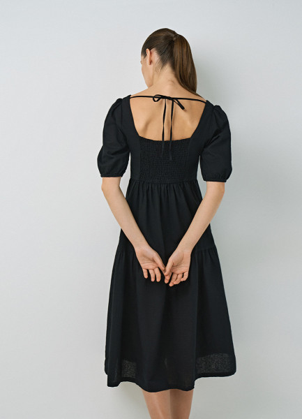 Платье из хлопка и льна, Черный O`Stin LR469AO02-99, размер 42 - фото 3