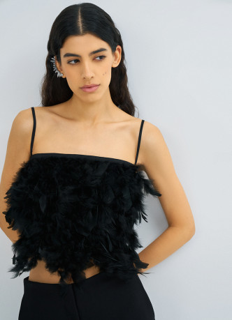 Топ с натуральными перьями