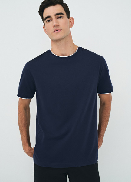 Базовая футболка с контрастной отделкой, Синий O`Stin MT7611O02-68