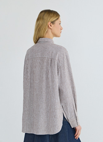 Рубашка в полоску из смесового льна