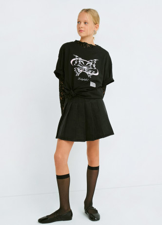 Джинсовая юбка в складку для девочек