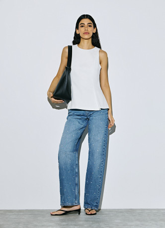 Прямые джинсы с жемчужинами