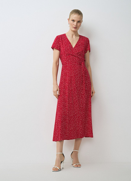 Платье на запах из вискозы, Красный O`Stin LR4672O02-14 - фото 5