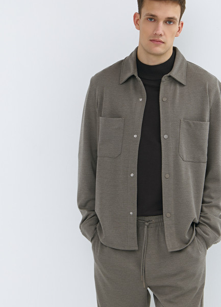 

Рубашка из трикотажа с карманами, Коричневый