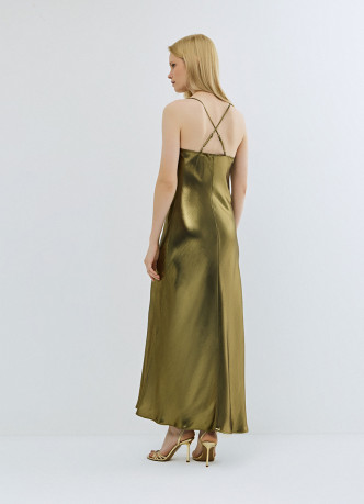 Платье из ткани с эффектом жидкого золота